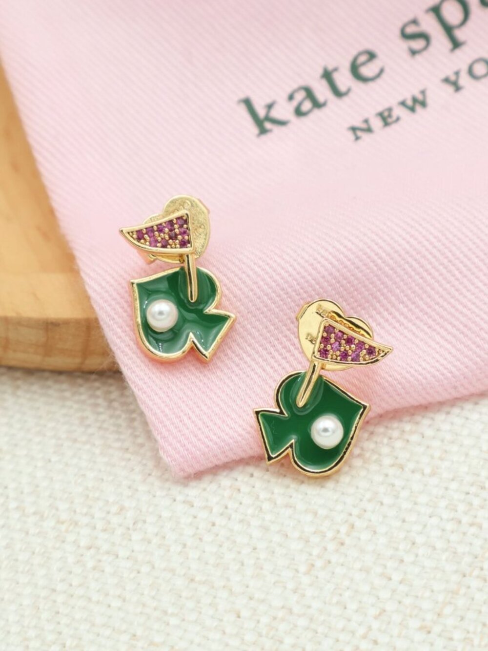 NEW Kate Spade Hole One Stud Earrings Gold Multi - Picture 2 of 2